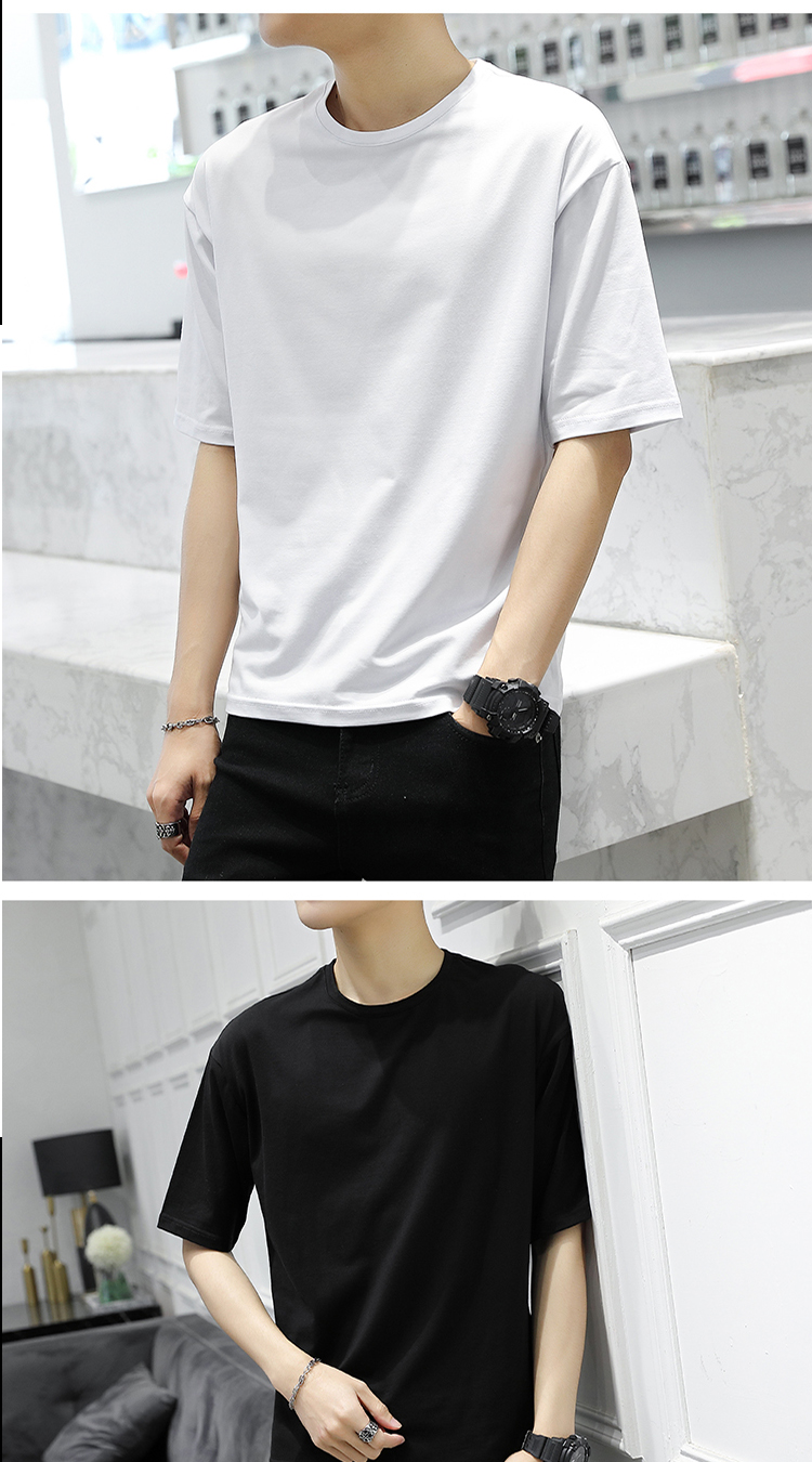 啄木鸟五分袖宽松短袖恤男夏季潮牌潮流男生上衣韩版简约百搭衣服半袖