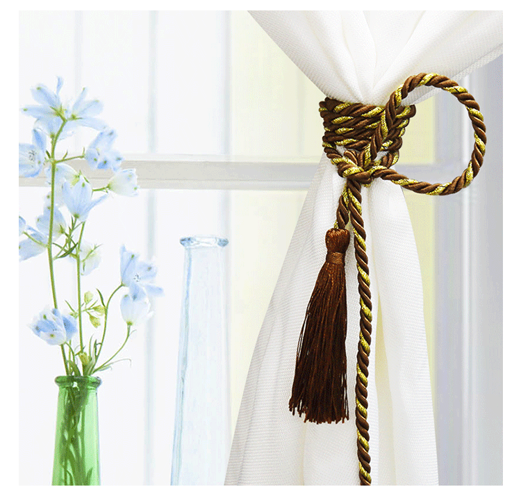古兰慈 窗帘绑绳挂绳绑带流苏吊坠七彩窗帘绳手工编织简易系绳窗帘扣