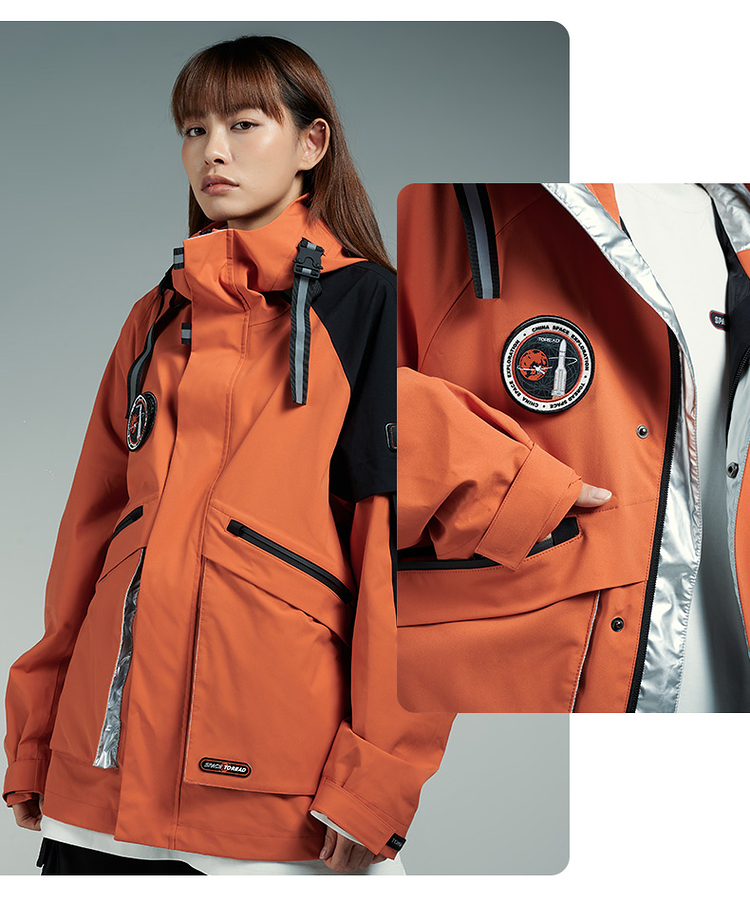 探路者单层冲锋衣外套春夏秋季秋冬航天款户外防风保暖男女通款太空