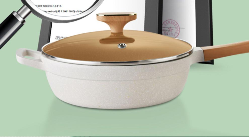 陶瓷锅不粘锅无涂层白色陶瓷锅平底不粘锅无涂层炒锅家用白色炒菜锅