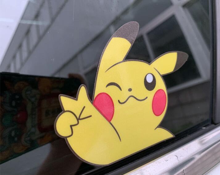 皮卡丘车贴车窗玻璃贴三角窗动漫卡通抖友音汽车贴纸可爱贴纸 a款【一
