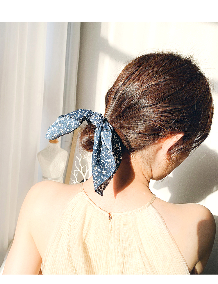 南极人扎头发丝巾女发圈大肠圈丝巾飘带头绳大蝴蝶结发绳碎花头饰马尾