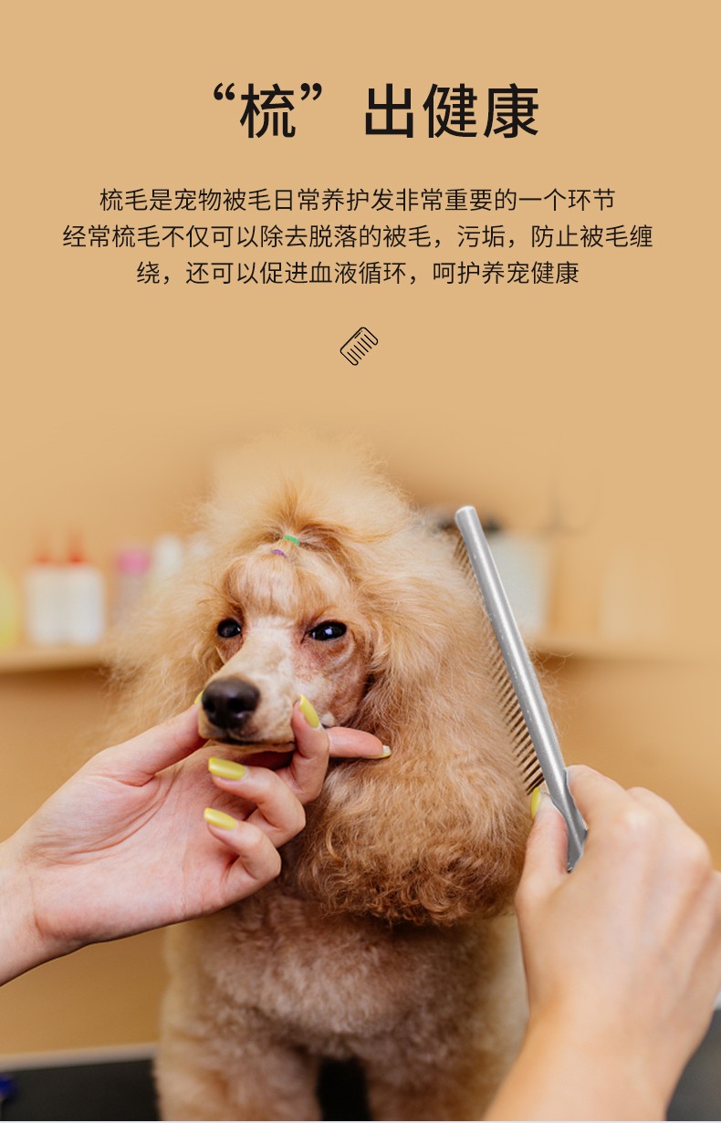 新品精选狗狗梳子宠物排梳泰迪不锈钢梳子美容梳美毛梳开结梳子小号