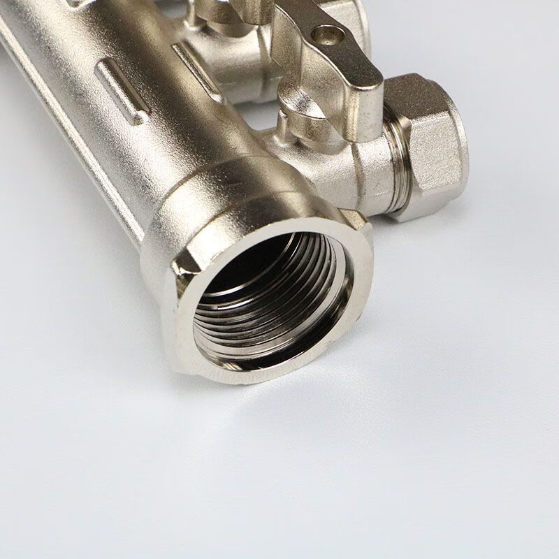 水器家用全铜一体加厚双阀4分地暖水管分集水器 联塑分水器5路【图片