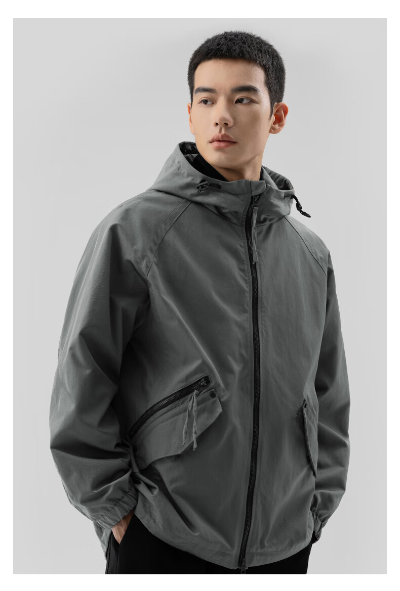 MARKLESS Hooded Jacket for Men, Wrinkle-Resistant And Durable, Sports Outdoor Windproof Coat, Loose Casual Outerwear 4156 Silver Gray XL 14