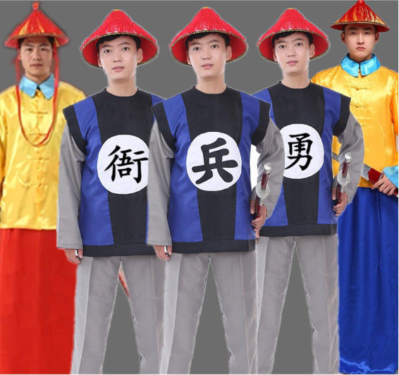 谏子清朝古代士兵服清朝小兵侍卫勇字兵衙役官服舞台服男士古装演出服