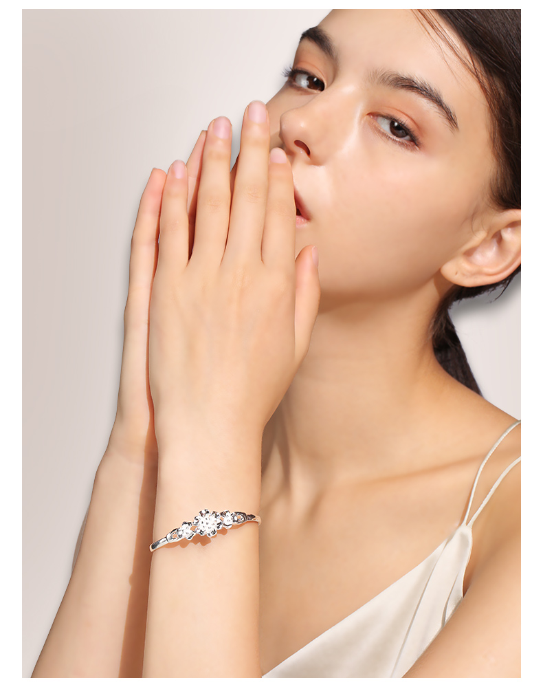 卓尔琪三生花银手镯女三生三世999足银镯子轻奢小众精致时尚年轻款