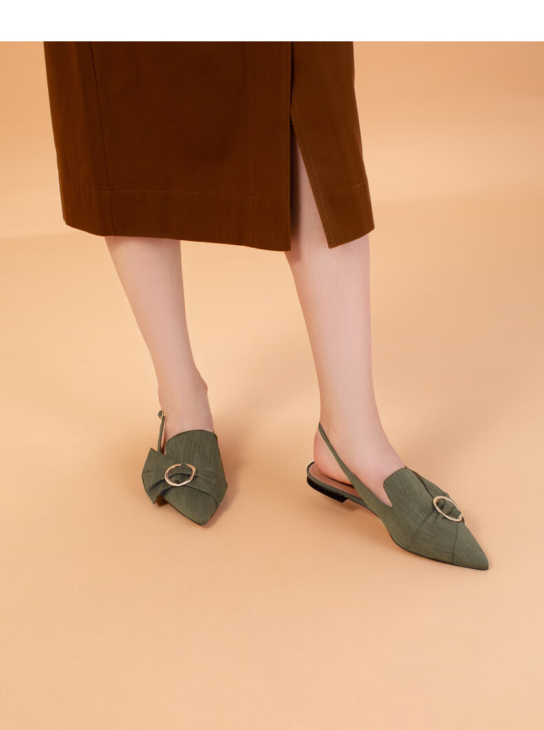 pedro女鞋女士金属圆环饰尖头平底鞋pw1-66300043 黑色 37