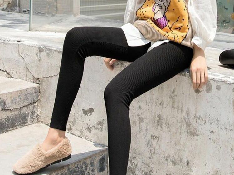 浪莎【户外情侣约会】女裤螺纹户外隐形拉链打底裤免脱外穿紧身裤方便