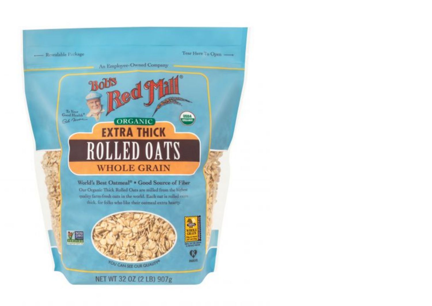 美国全谷物特厚滚压燕麦片rolled oats无加糖快煮907g 特厚燕麦片454g