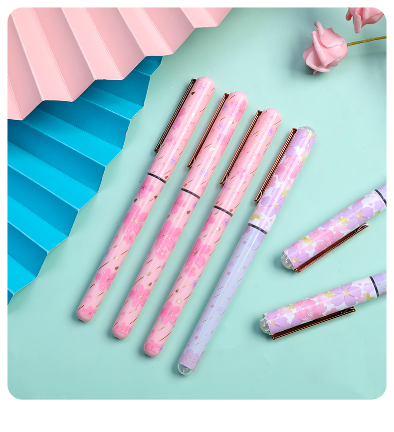 晨光樱花雨限定款50109中性笔水笔035mm全针管学生考试用直液式拔帽