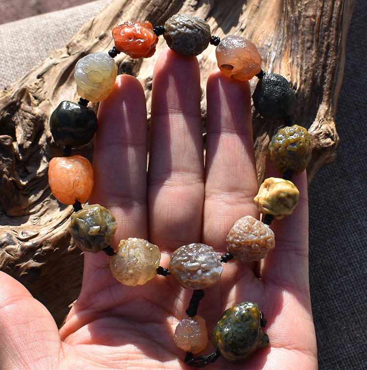 戈壁玛瑙原石手串戈壁石奇石阿拉善石筋脉石原石手串手链sn859040号单