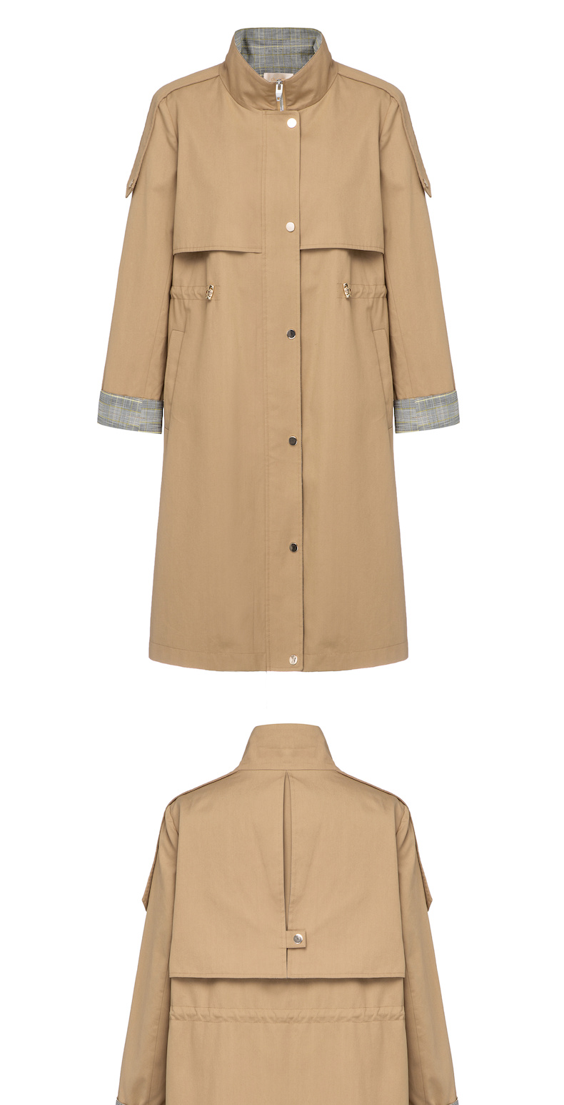 敦奴dunnu2021秋冬中长款休闲连帽风衣外套卡其色xl