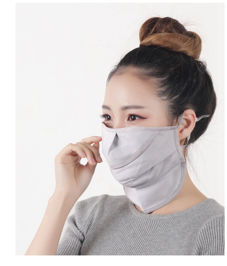 年新款夏季口罩女薄款透气可洗防晒遮阳护颈全脸口罩女神时尚纯棉布