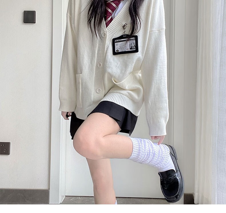 日系jk泡泡袜超长针织连脚堆堆袜千禧年y2k辣妹冬季保暖袜套咖秋 奶