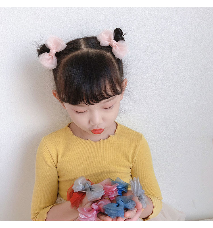提伯斯儿童发卡头饰可爱对夹公主女宝宝哪吒头珠光纱蝴蝶结发夹小女孩
