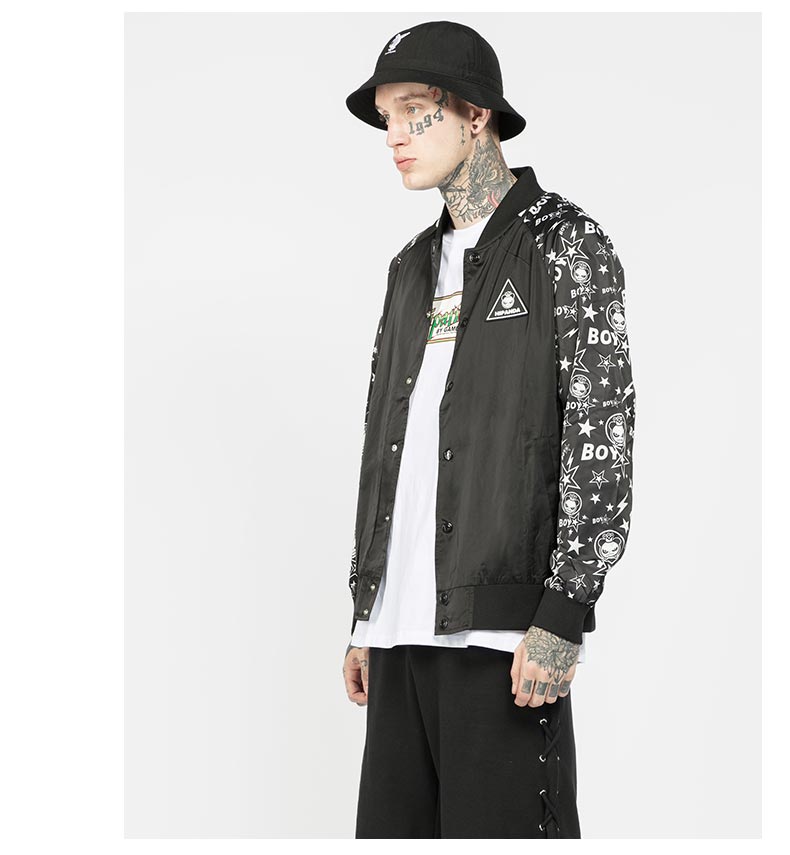 hipanda你好熊猫 外套男梭织熊猫星星棒球服外套设计潮牌国潮设计潮牌