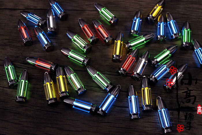 氚气灯吊坠自发光25年4钛合金cnc镂空头氚管挂坠钥匙扣氚气信号灯绿色