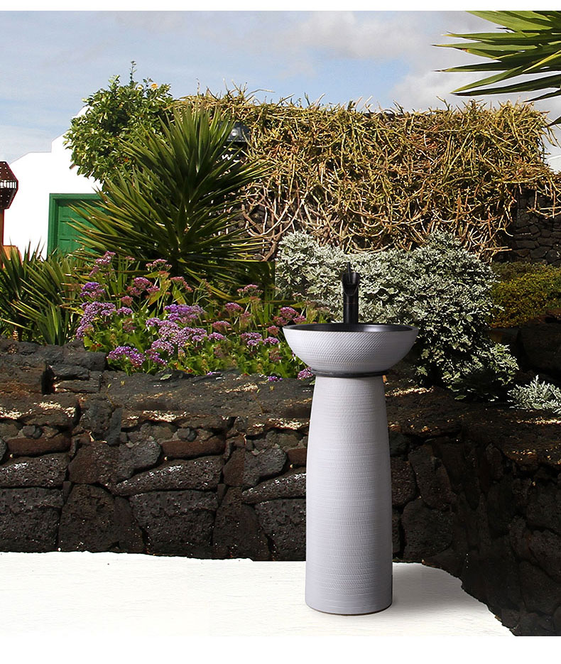 馨兴院子水池盆阳台洗手盆落地式户外洗手台立柱盆庭院小户型柱盆室外