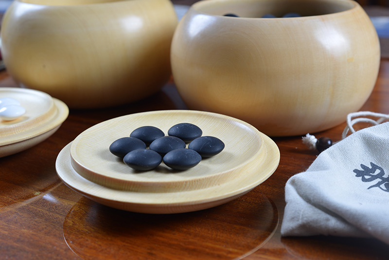 弈流蛤碁石围棋套装37号实用印本那智黑石本蛤桧木棋罐碁笥贝壳棋子