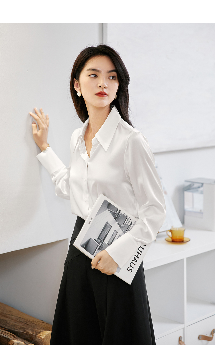 伊芙丽真丝衬衫女2021年春夏新品法式小上衣百搭别致女士衬衣薄款