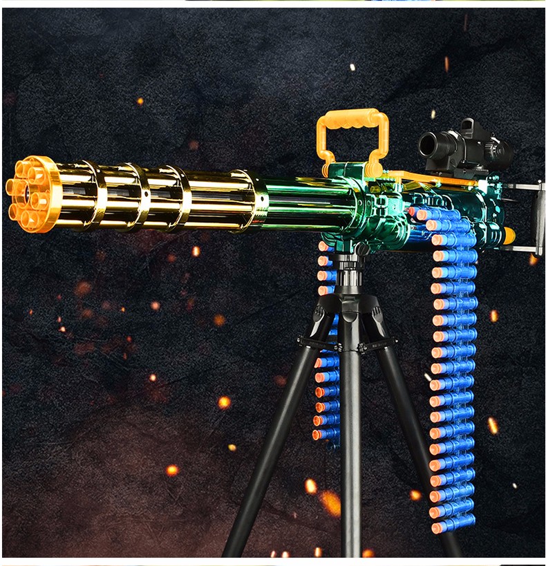 双模式电动连发炫彩黄金加特林手摇发射软弹枪冲锋枪机关枪男孩吃鸡手