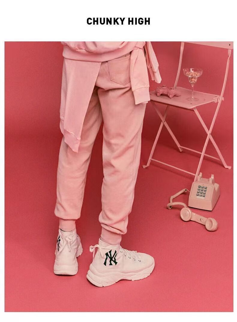 txs mlb ny鞋官方 韩国高帮帆布鞋ny泫雅王嘉尔同款增高松糕鞋ins潮