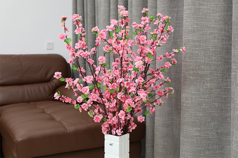 仿真花桃花假花树枝 家居装饰花艺 客厅电视柜玄关落地瓶插花 46.