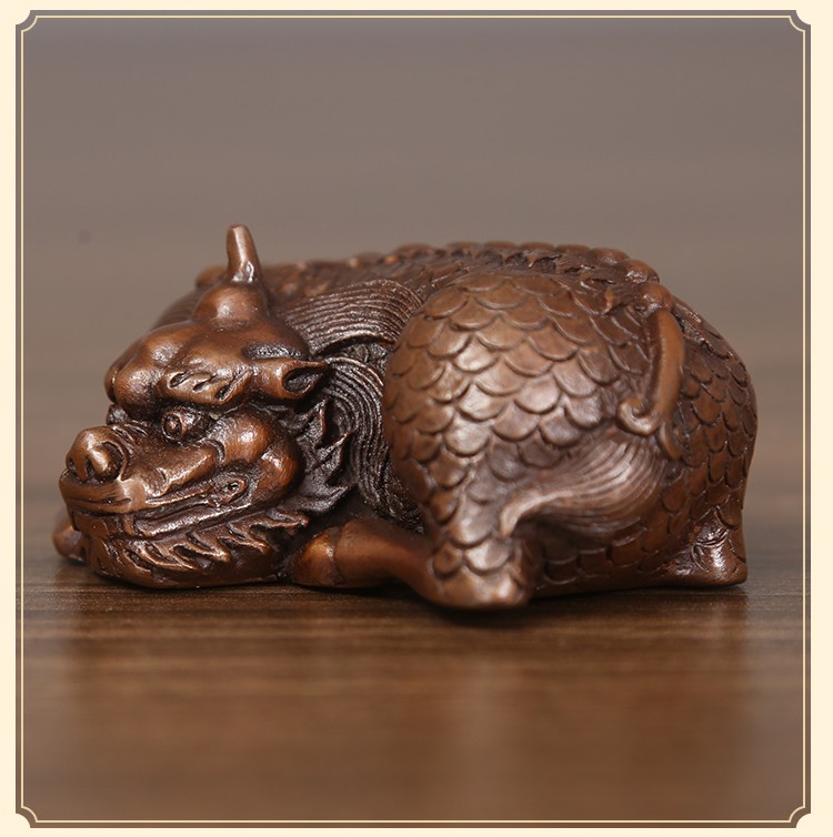 思科得 紫铜麒麟镇纸摆件客厅办公室家居工艺礼品 麒麟镇纸一对 麟