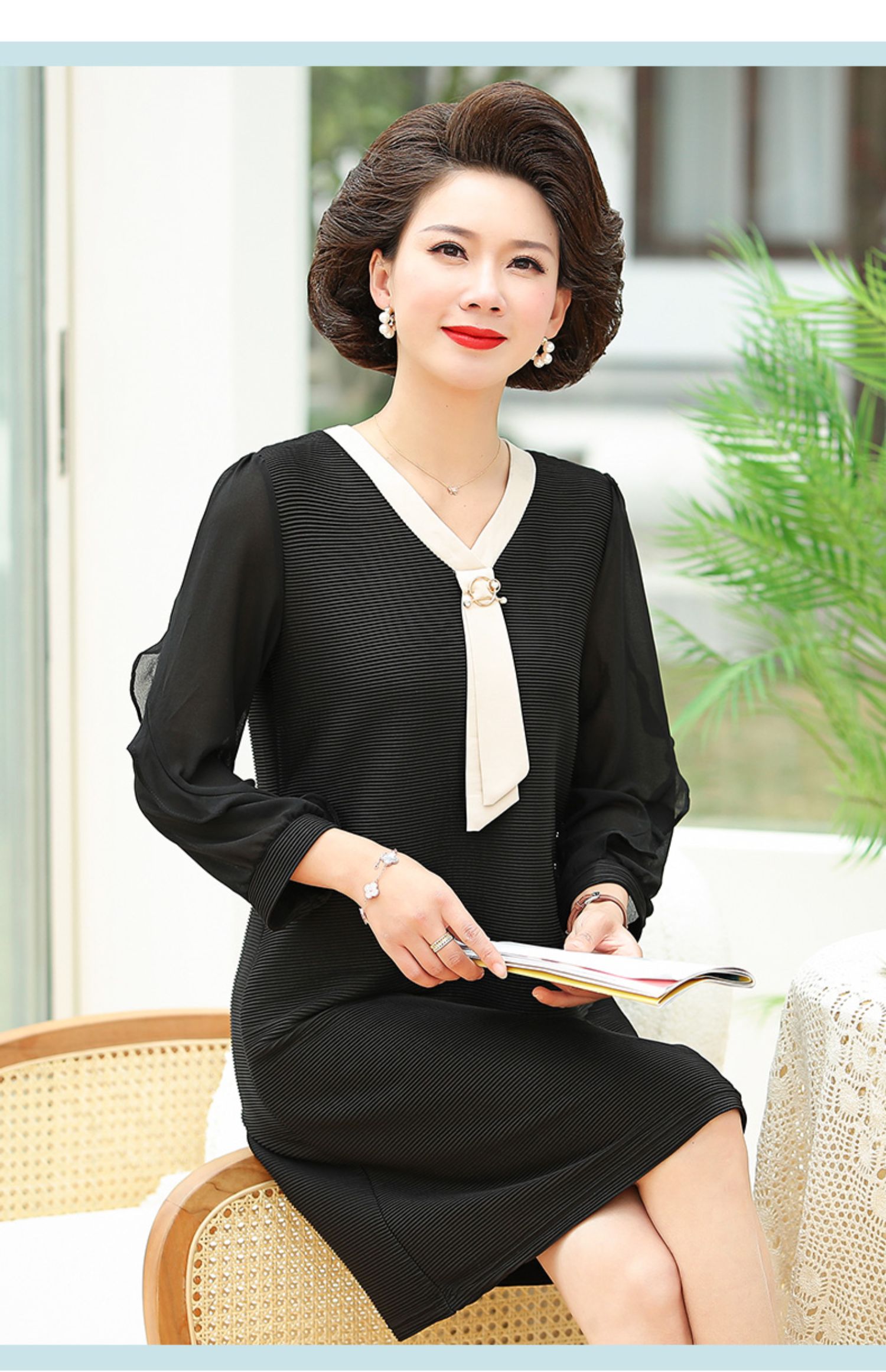 2021新款妈妈春装连衣裙洋气40岁50中老年女夏装气质高贵雪纺裙子