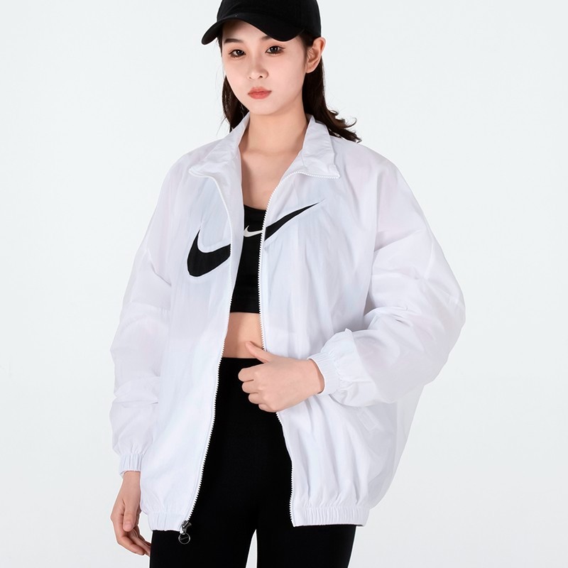 耐克夹克女装秋季新款运动服梭织防风跑步训练休闲上衣学生立领外套dd