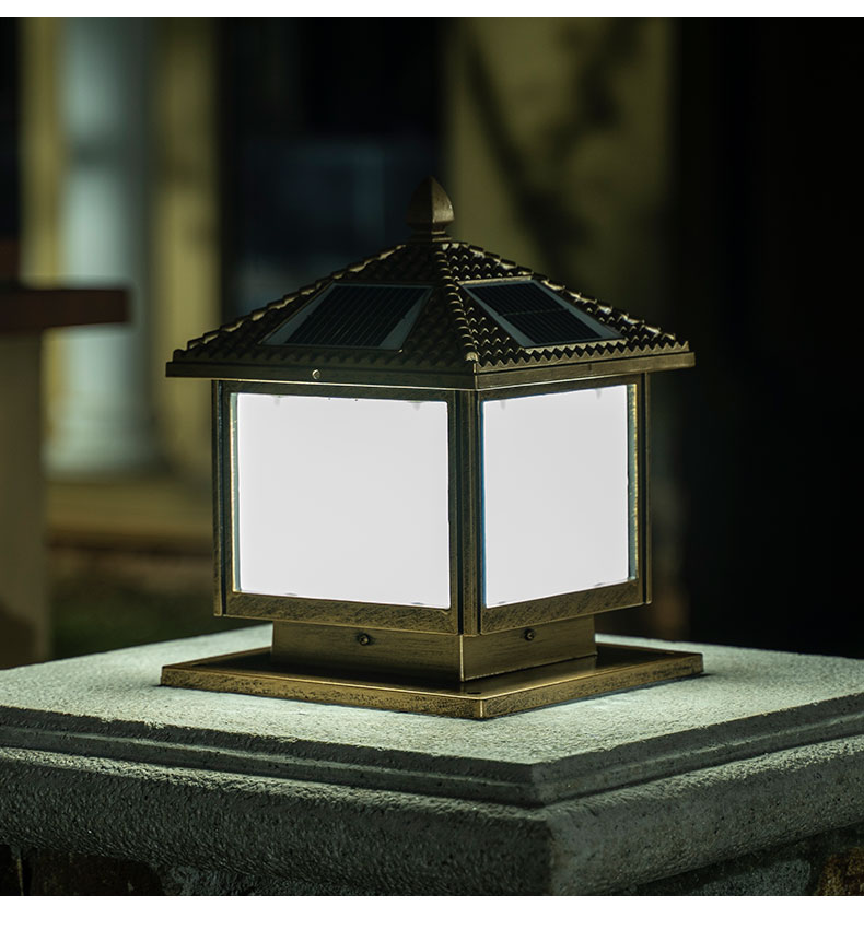 太阳能大门灯铝材光感应花园柱子灯太阳能接电两用太阳能黑色加大号