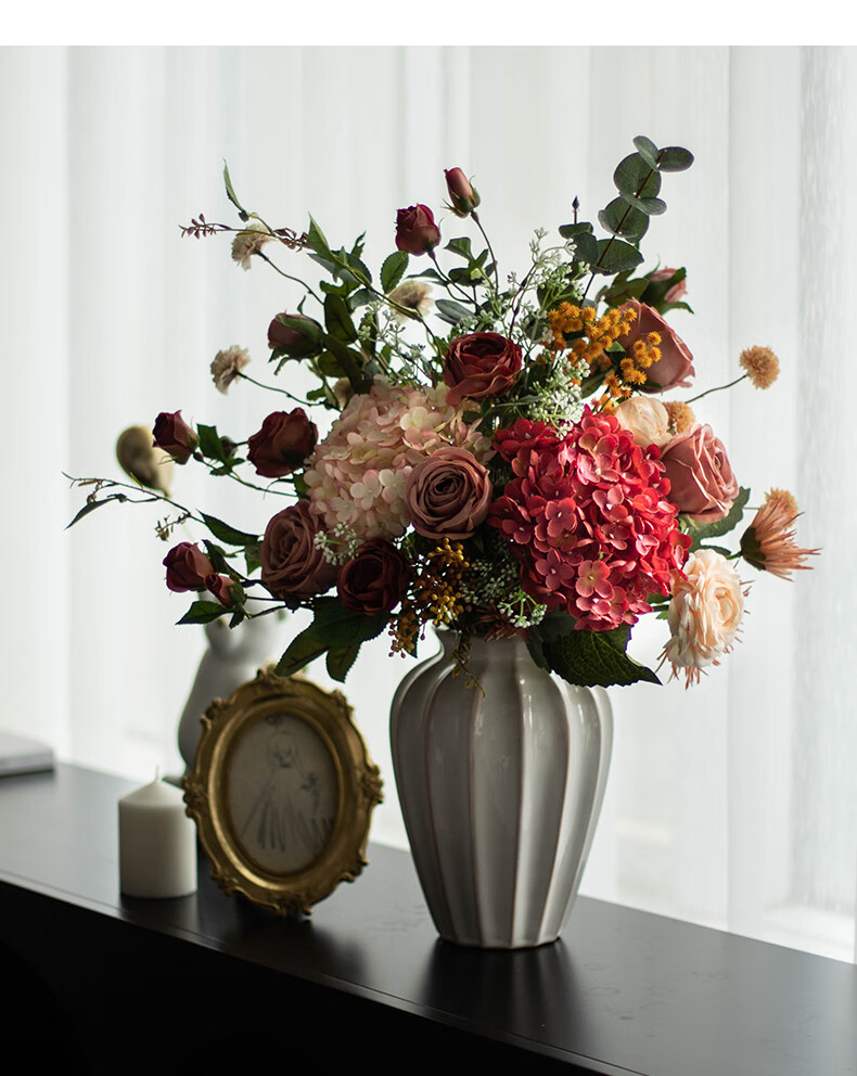 璐之阙 轻奢高端美式高档仿真花束客厅假花摆件电视柜酒柜餐桌玄关