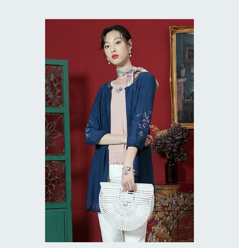 渔牌春装2021年新款女装外套真丝桑蚕丝轻薄h型长款上衣粉橙16080as