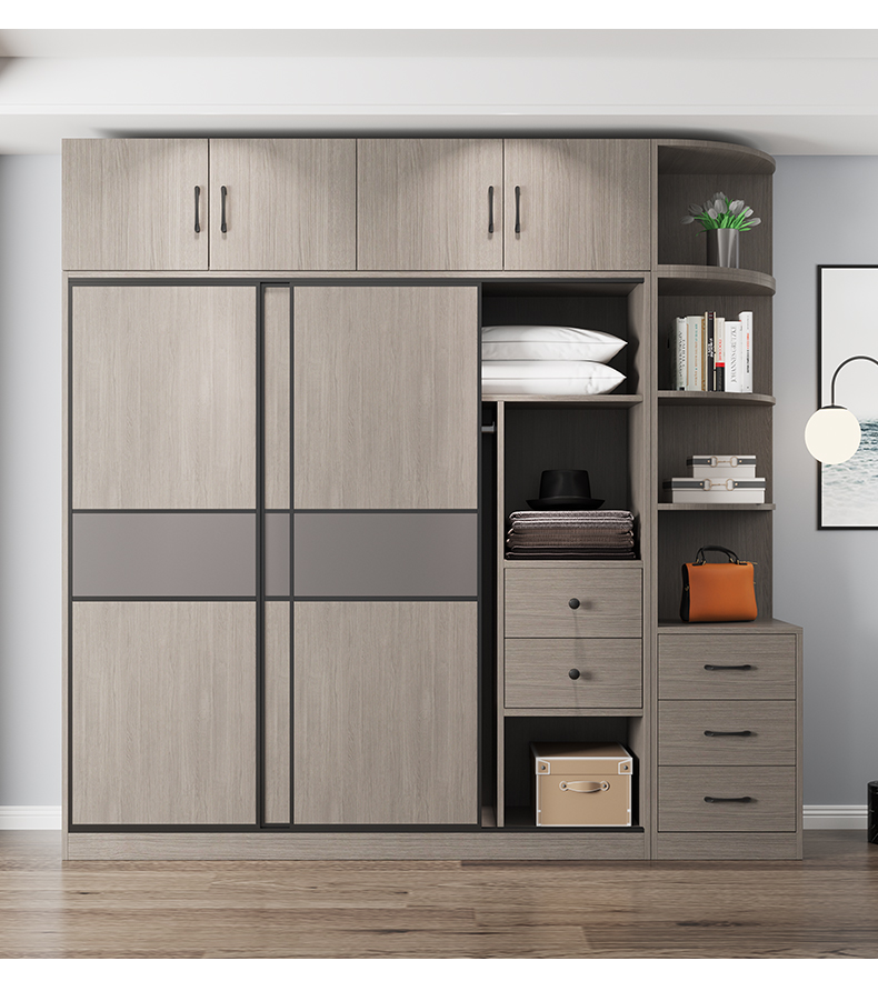 虞归yugui大衣柜家用卧室简易定制全实木推拉门经济型生态板小户型