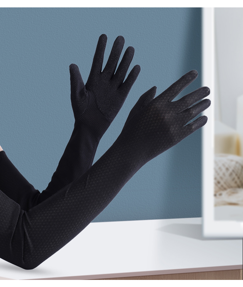 浪莎新品防晒手套女防紫外线季薄款冰丝袖套透气开车骑电车长款分指