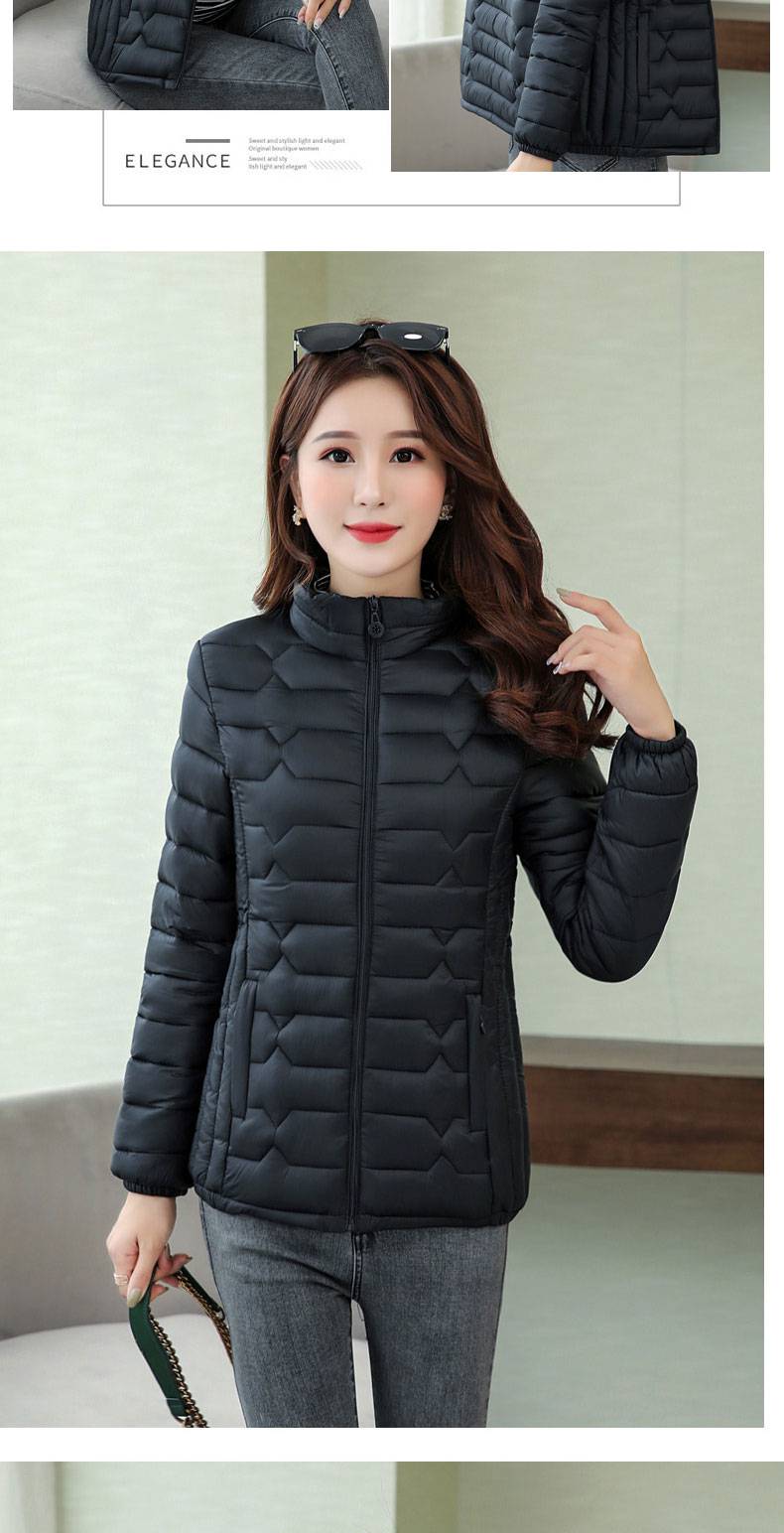 轻薄棉服女小修身短款薄款女冬立领时尚大号中年妈妈小秋冬季轻便保暖