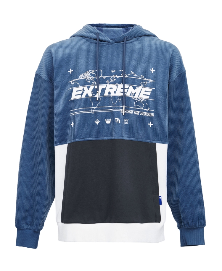 杰克琼斯冬男时尚宽松拼接字母长袖连帽卫衣潮221133012 e39复古蓝