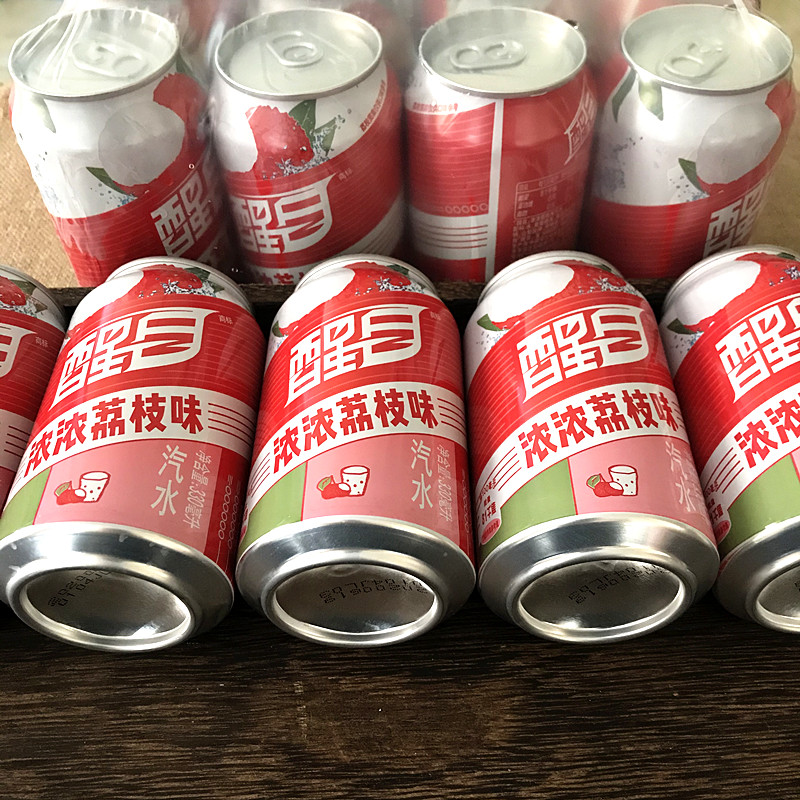 醒目荔枝味汽水330ml听装碳酸饮料易拉罐饮品6罐