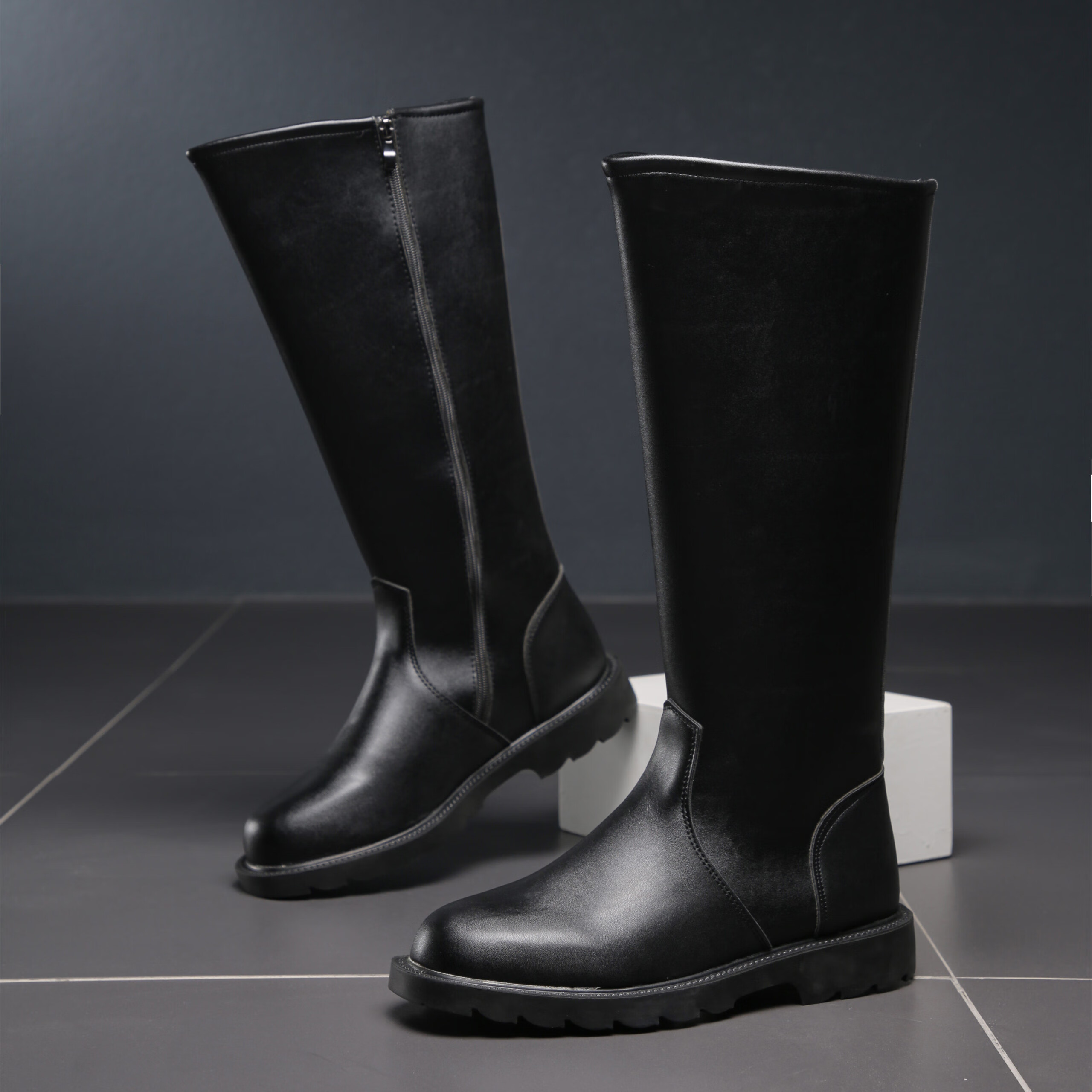 珂纷 男式长筒骑马靴男高筒骑士靴男女阅兵靴队靴升旗手马靴马术演出