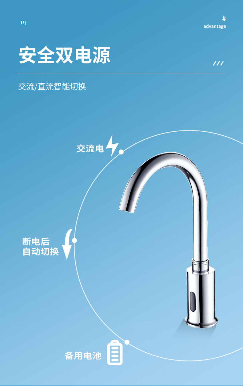 中舒zhongshu感应水龙头全铜全自动合金感应式面盆医院家用卫生间冷热