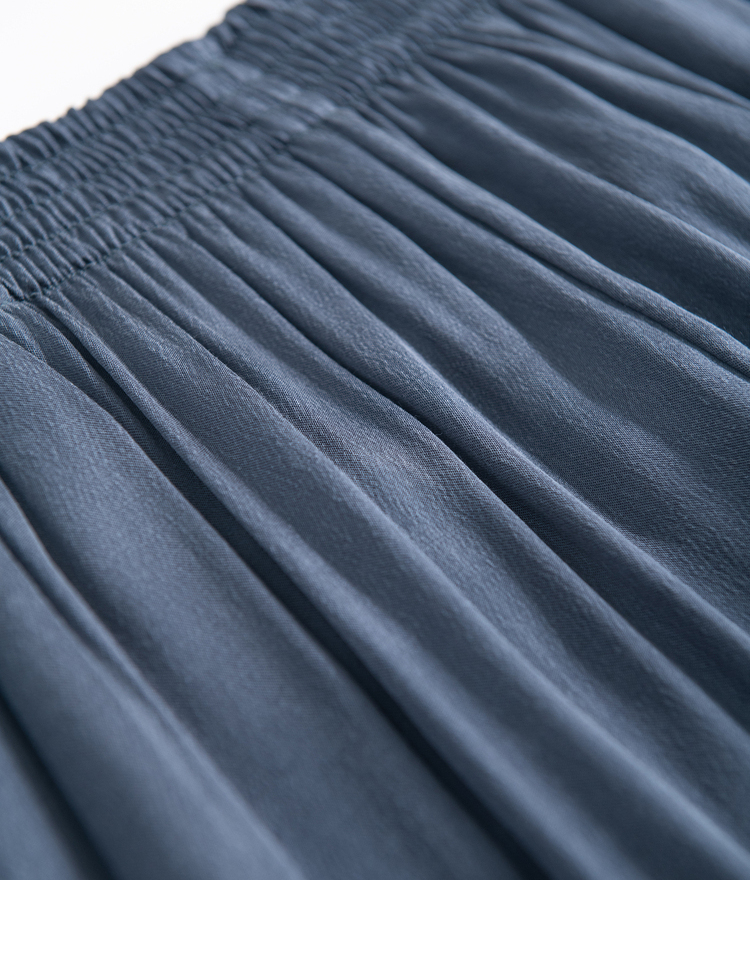 初棉2021新款 宾霸bemberg轻柔软垂缎面铜氨丝休闲裤女直筒九分阔腿裤