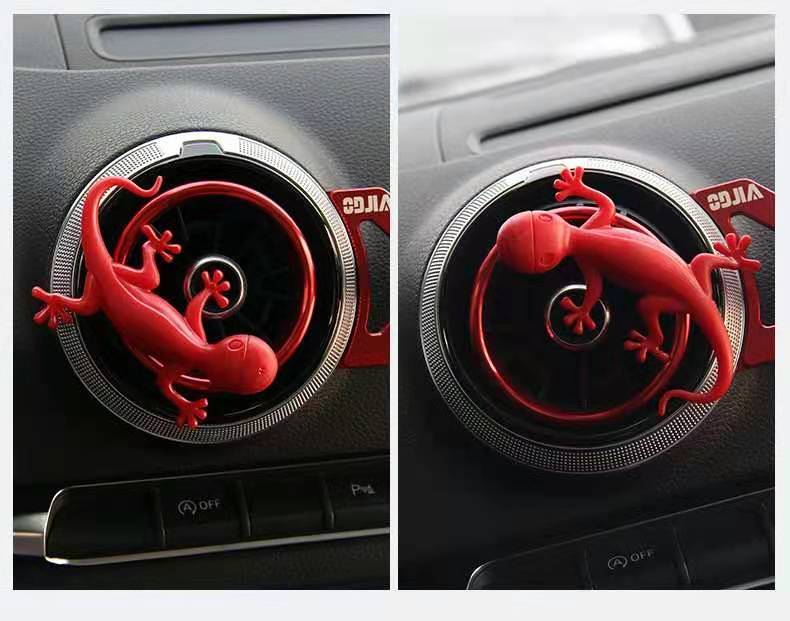 奥迪壁虎香薰 壁虎香薰车内除味用品摆设红色/灰色车载香水座 蓝色