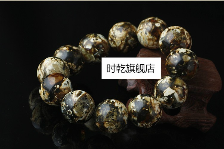 时乾 保真抚顺抚顺琥珀 黑琥珀 翳珀 金珀 矿珀 花珀手串 花珀18mm