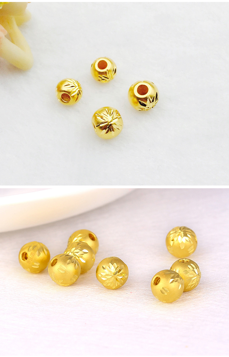 顺妃3d硬金珠子999黄金转运珠散珠足金车花珠手链diy路路通串珠本命年