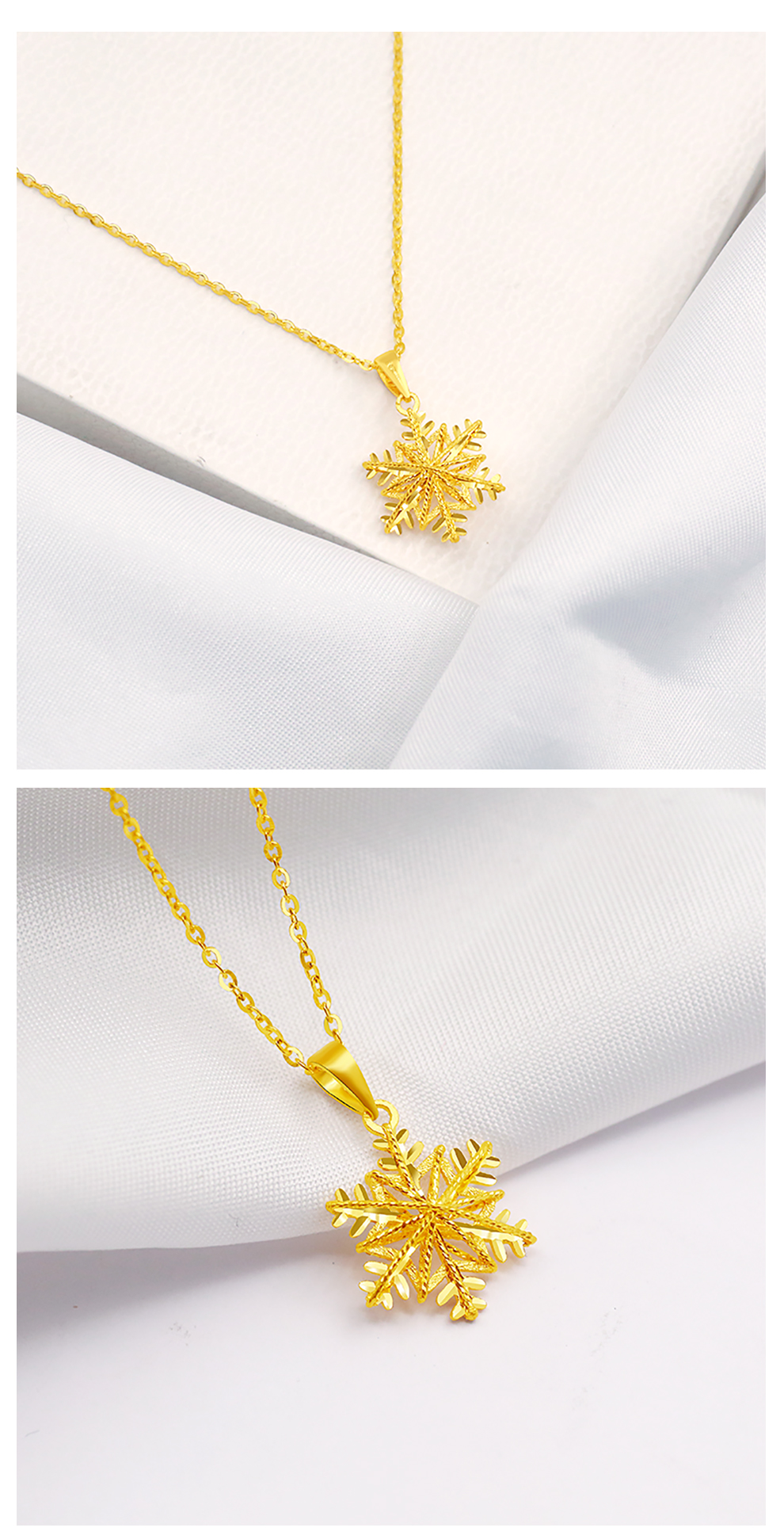 黄金雪花吊坠女999足金项链金小吊坠金坠子5g工艺时尚新款首饰103g