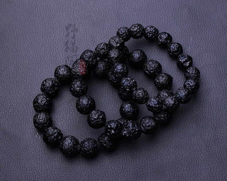 牧思 天然雷公墨陨石手串 陨星原石手链男女款 黑陨矿物能量石消忧郁