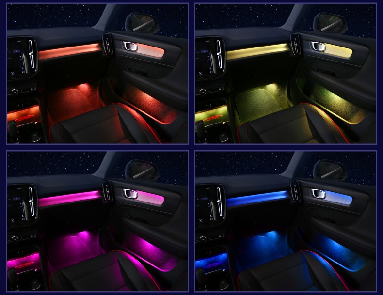 s90氛围灯 沃尔沃s90v90 xc60s60改装64色氛围灯专用分区双色气氛灯