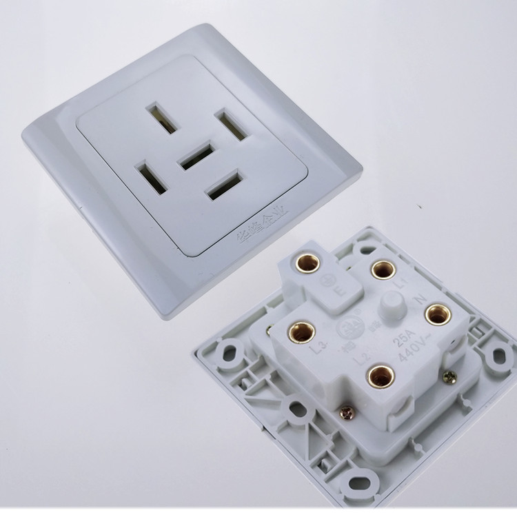 380v三相五孔16a/25a工业插座 5芯空调插头 86型墙壁电源插座440v 16a