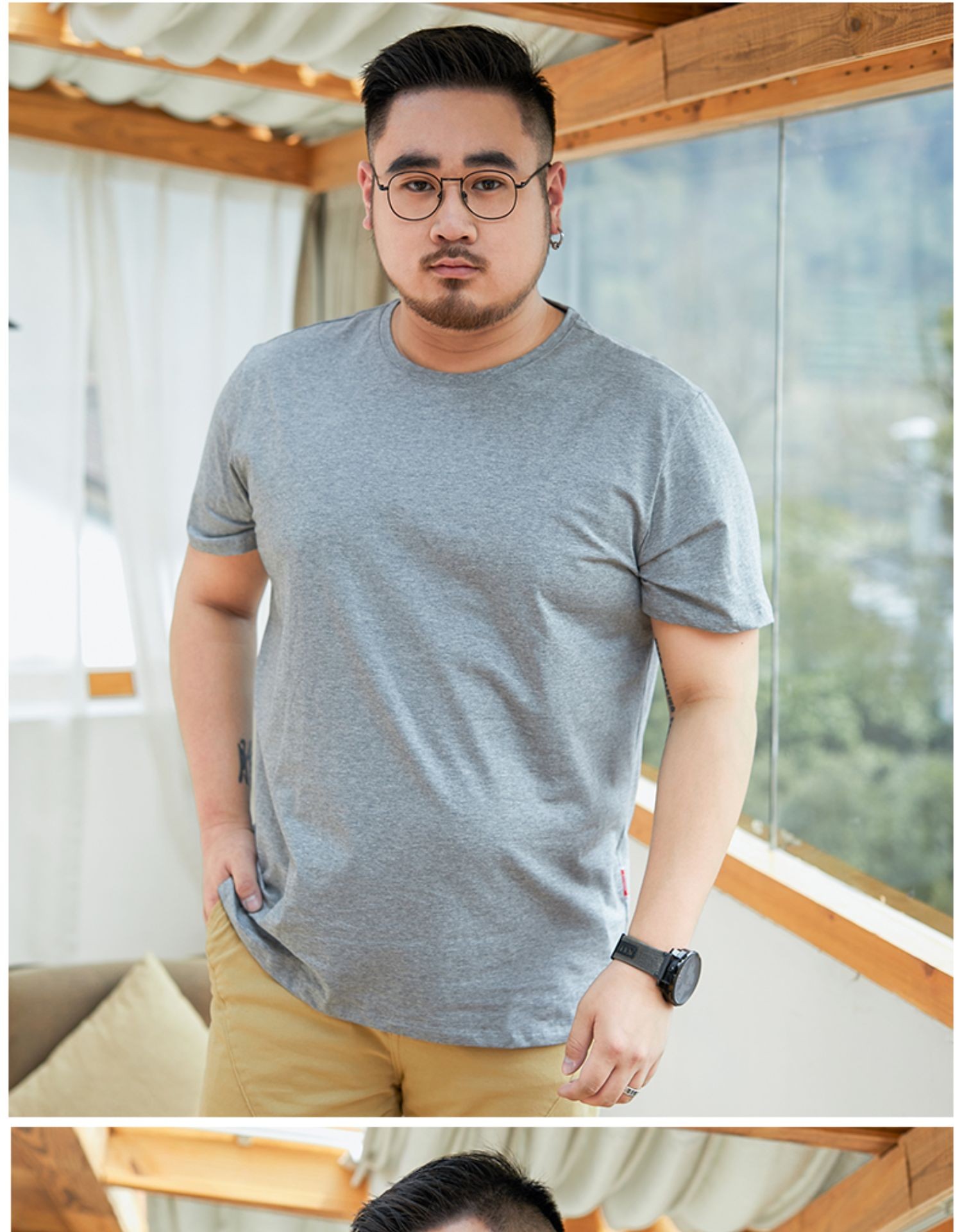 大码男士短袖t恤纯白打底衫夏季胖子加肥加大号男装肥佬高档品牌男装